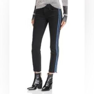Dre Track Stripe Ankle Slim Boyfriend Jeans in Stone Black